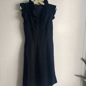 Maggy London Black Midi Dress with Ruffle Accents